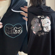 Satosugu Cat Beta Fish Graphic Embroidered Hoodies Pullover/Zip up